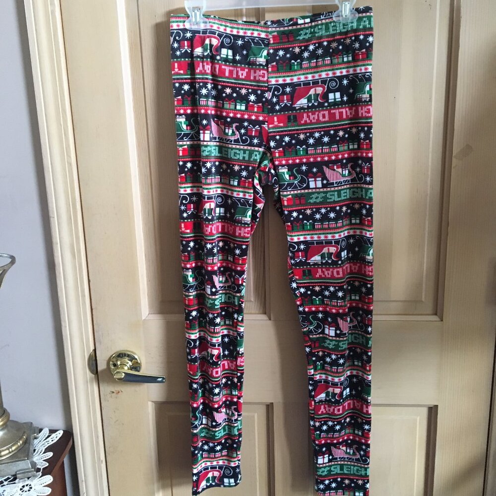 No Boundaries Junior Velour Warm Christmas Leggings Size Large 11-13